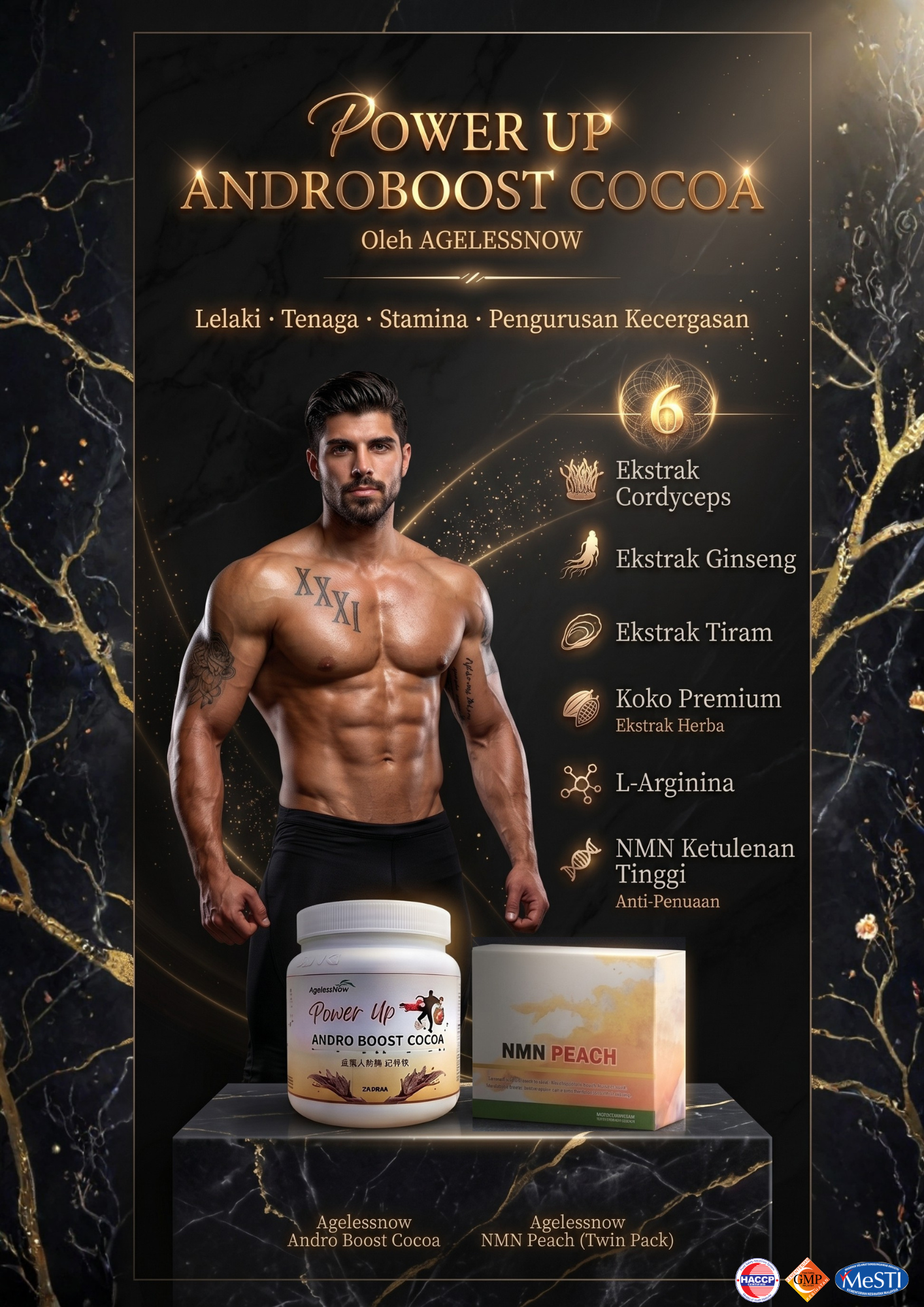 Power Up Androboost Cocoa + NMN 500MG | Vitality