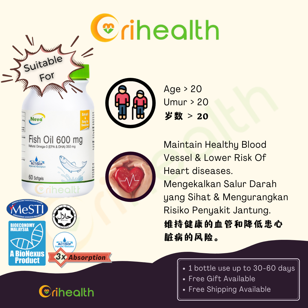 NOVA Fish Oil 600mg Softgels 60s