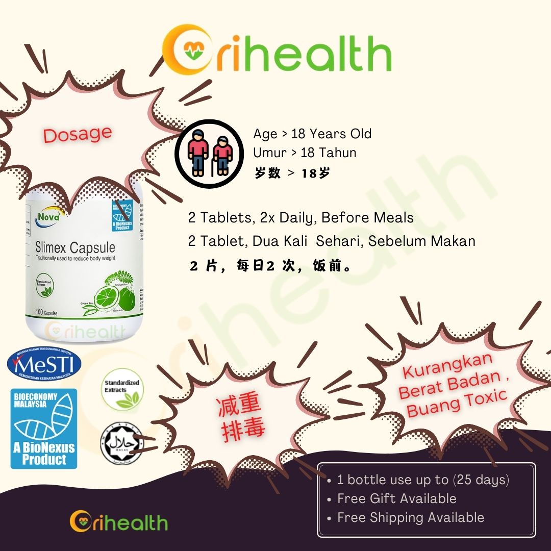 NOVA Slimex Capsule Traditionally used to Reduce Body Weight 100s