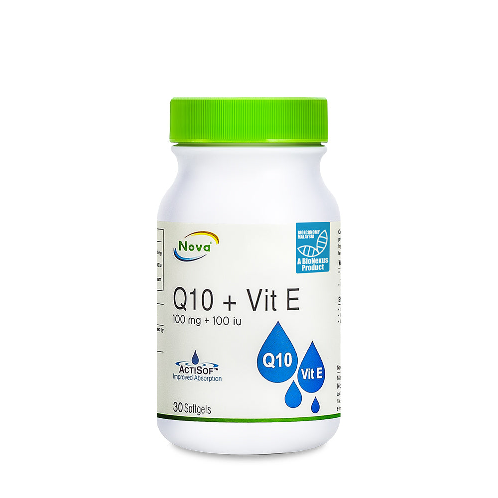 NOVA Q10 100mg + Vit E Softgels 30s