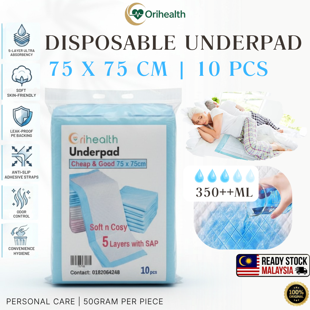 Orihealth C&G Disposable Underpad 75x75CM | 30x30 Inch | Size M