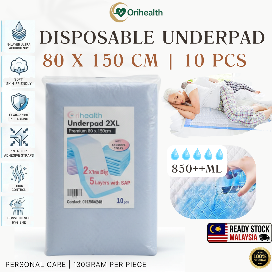 Orihealth Premium Disposable Underpad 80x150CM | 32x59 Inch | Size 2XL