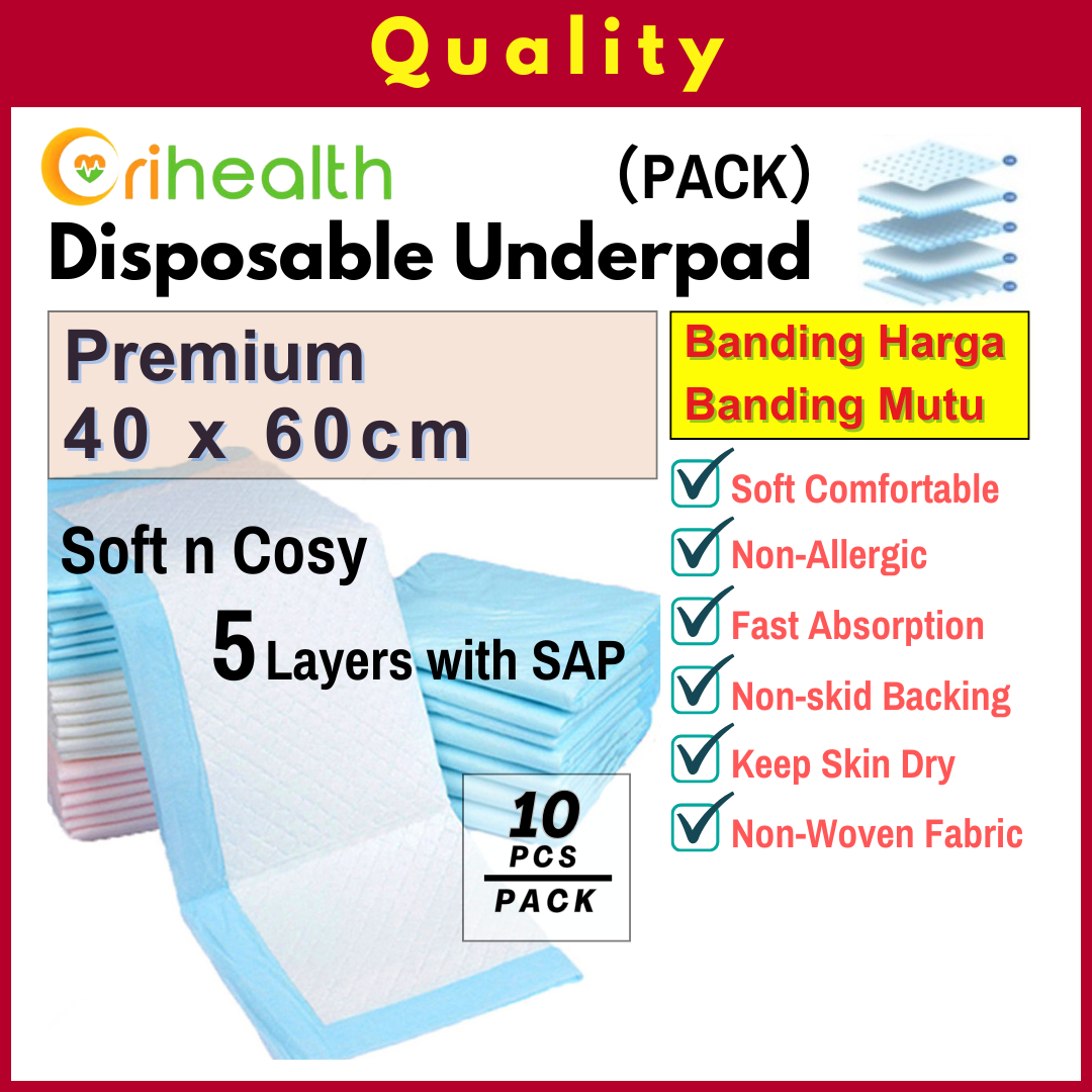 Orihealth Premium Disposable Underpad 40x60CM | 16x24 Inch | Size S