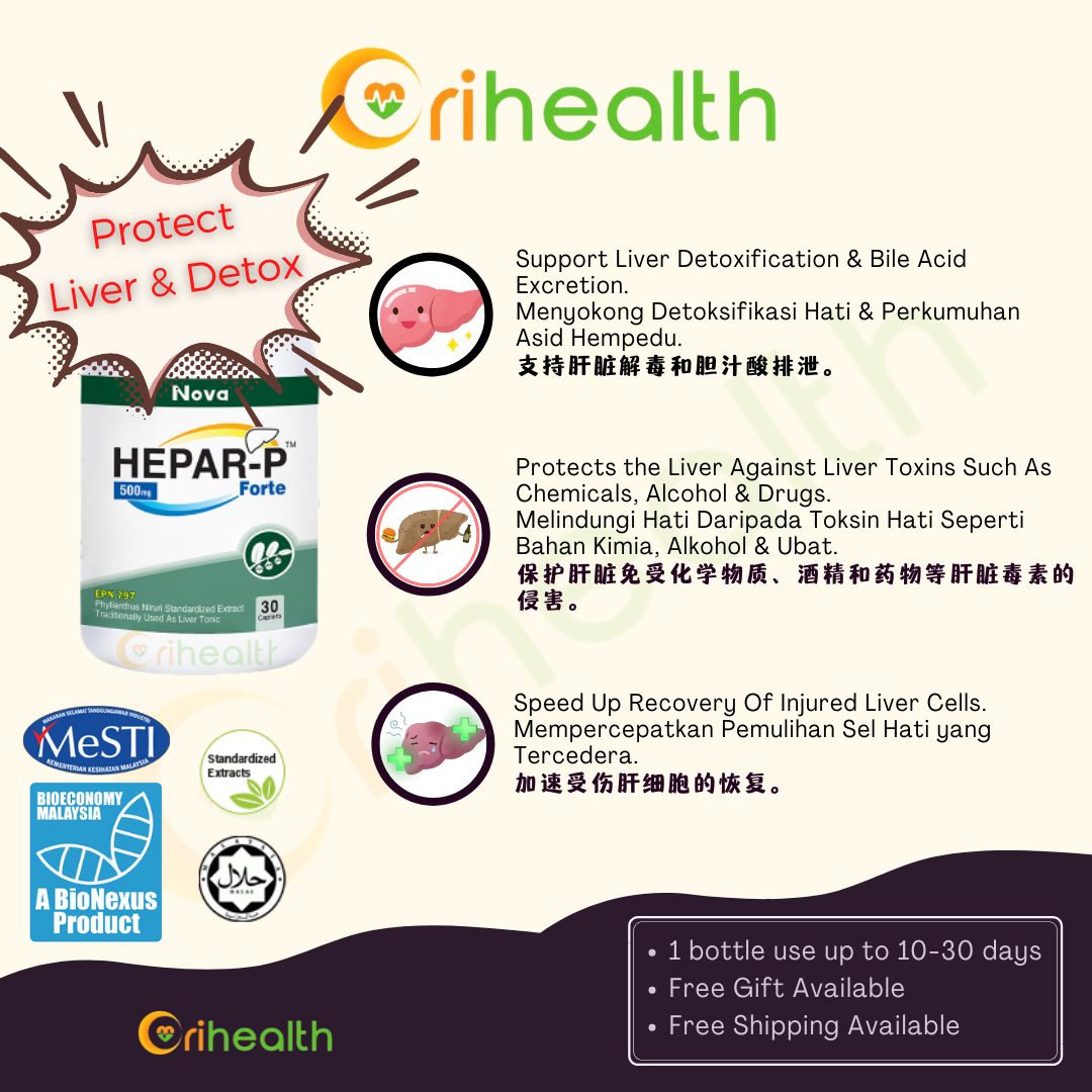 NOVA Hepar-P Forte 500mg Capsules 30s | 250mg Caplets 60s