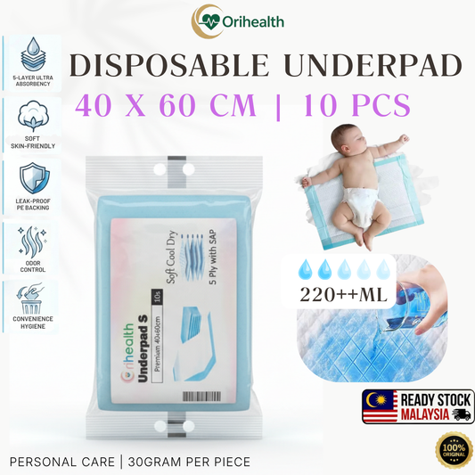Orihealth Premium Disposable Underpad 40x60CM | 16x24 Inch | Size S