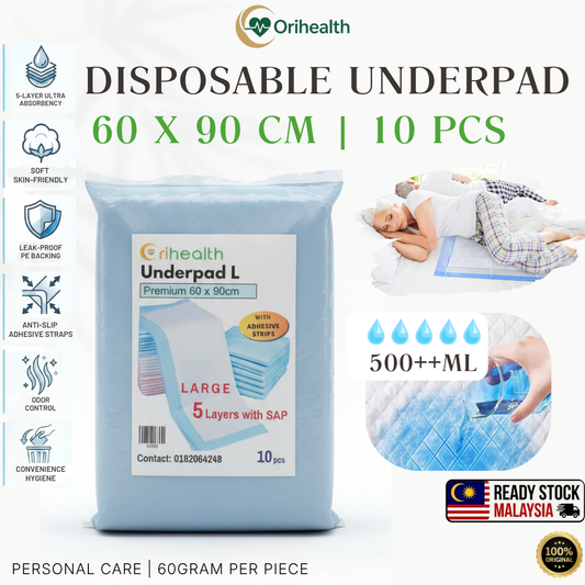 Orihealth Premium Disposable Underpad 60x90CM | 24x36 Inch | Size L