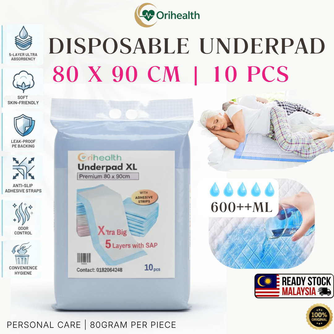 Orihealth Premium Disposable Underpad 80x90CM | 32x36 Inch | Size XL