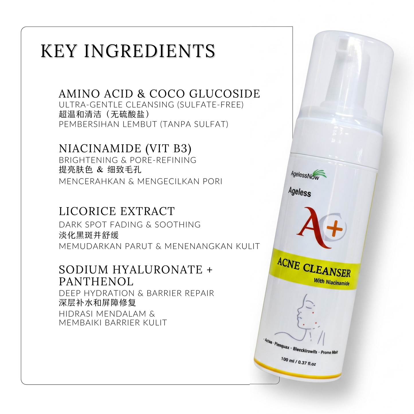 AgelessNow A+ Acne Cleanser 150ml