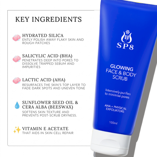 SP8 Glowing Face & Body Scrub 100ml