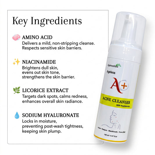 AgelessNow A+ Acne Cleanser 150ml | Hydration | Acne Control | Oil Control | Brightening | Moisture