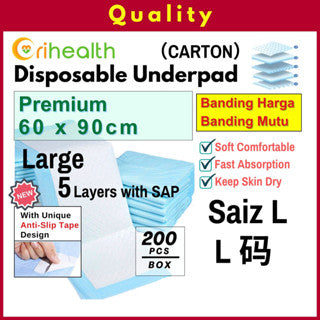 Orihealth Premium Disposable Underpad 60x90CM | 24x36 Inch | Size L