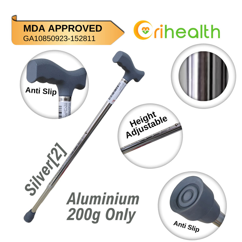 Orihealth Beautiful Walking Stick Aluminium Small Base Adjustable Height Tongkat Stick Crutch