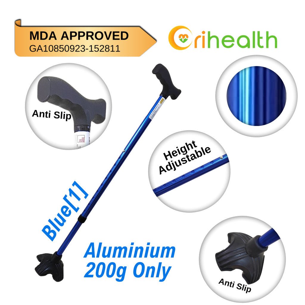 Orihealth Beautiful Walking Stick Aluminium Small Base Adjustable Height Tongkat Stick Crutch