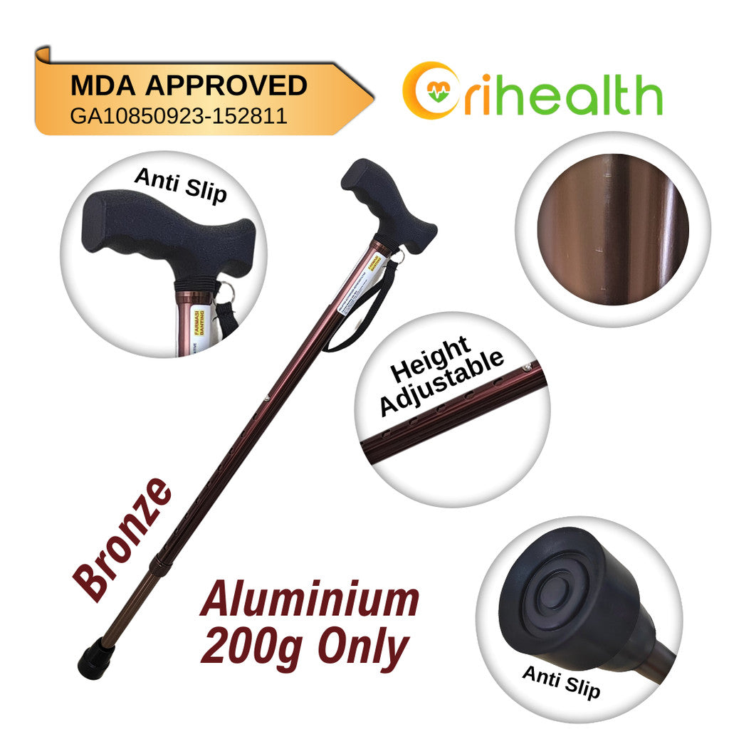 Orihealth Beautiful Walking Stick Aluminium Small Base Adjustable Height Tongkat Stick Crutch