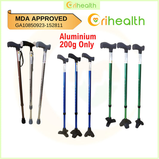 Orihealth Beautiful Walking Stick Aluminium Small Base Adjustable Height Tongkat Stick Crutch