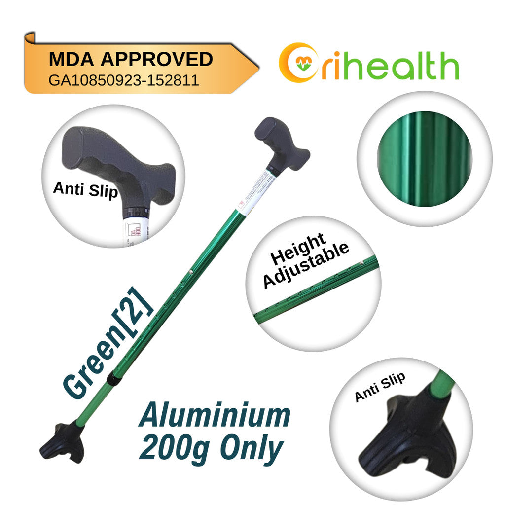 Orihealth Beautiful Walking Stick Aluminium Small Base Adjustable Height Tongkat Stick Crutch