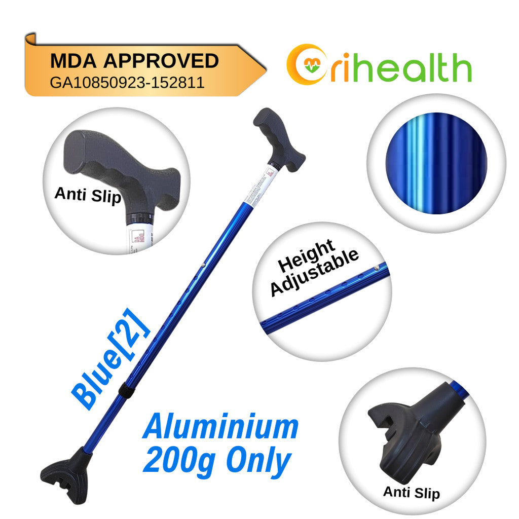 Orihealth Beautiful Walking Stick Aluminium Small Base Adjustable Height Tongkat Stick Crutch