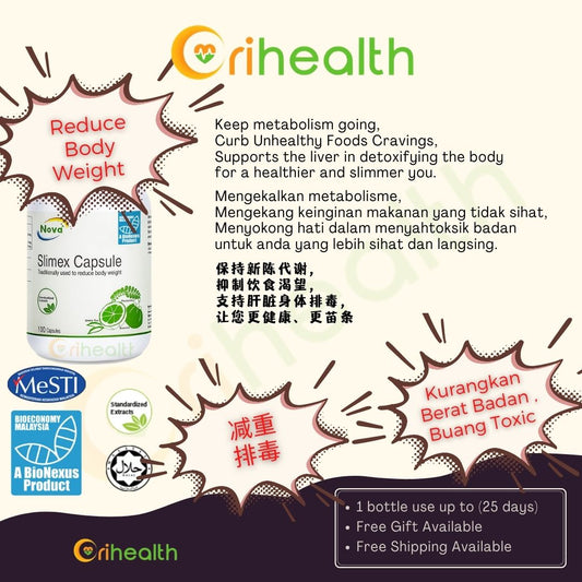 NOVA Slimex Capsule Traditionally used to Reduce Body Weight 100s
